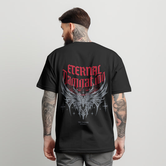Eternal Damnation Oversized Gothic T-Shirt – Dark Aesthetic Streetwear