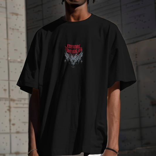 Eternal Damnation Oversized Gothic T-Shirt – Dark Aesthetic Streetwear